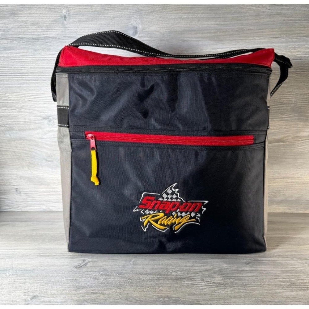 Vintage Snap-On Racing  Insulated Cooler Bag Soft Sided 13" x 6" Black Red Gray